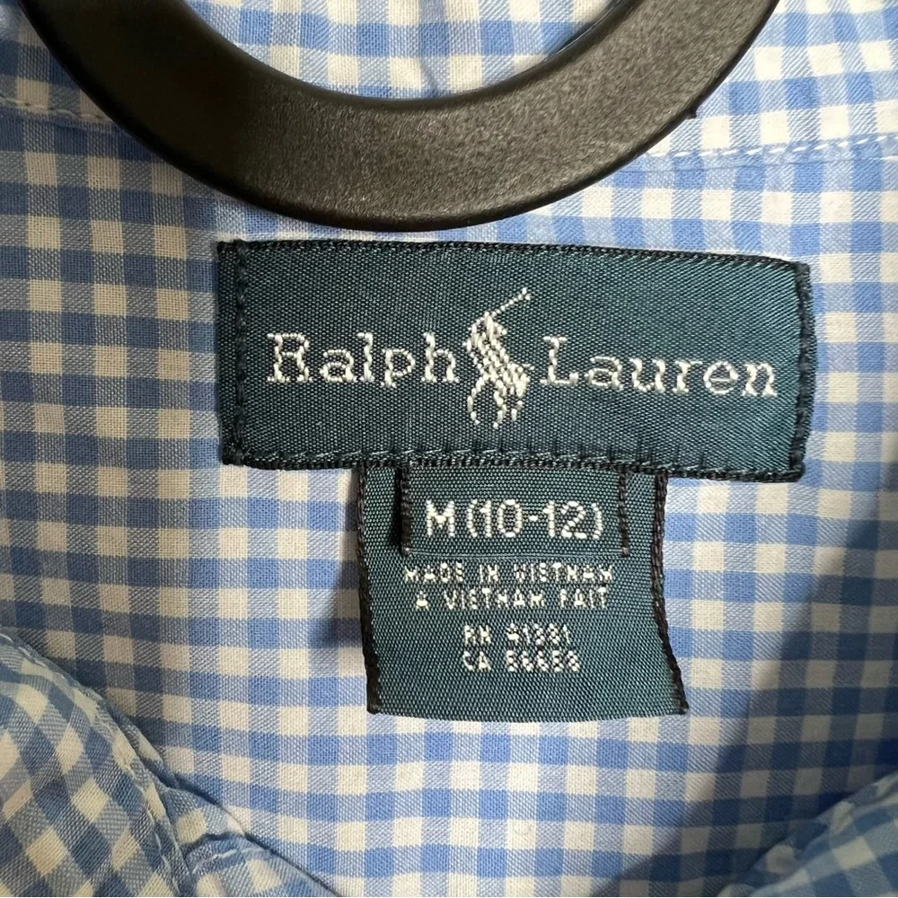 Ralph Lauren Performance Gingham Poplin Button Down Long Sleeve Shirt